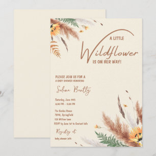 Invitation Pampas Grass Un Petit Fleur sauvage Baby Girl Douc