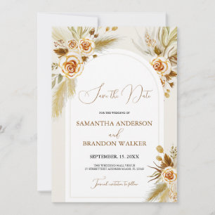Invitation Pampas herbe aquarelle boho Enregistrer la date