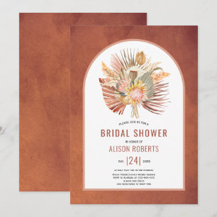 Invitation Pampas herbe et palme terre cuite douche nuptiale