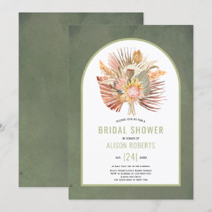 Invitation Pampas herbe et palme vert nuptiale douche