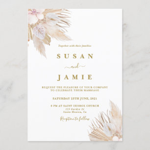 Invitation Pampas herbe mariage aquarelle