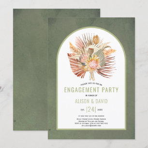 Invitation Pampas pelouse et palme sauge vert fiançailles