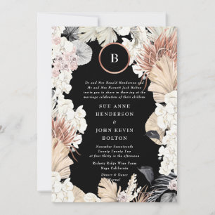 Invitation Pampas Premium   Monogramme d'huile d'or   Onyx no