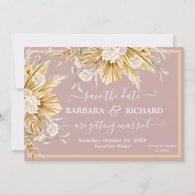 Invitation Pampas romantique Grass Floral Mariage Enregistrer (Devant)