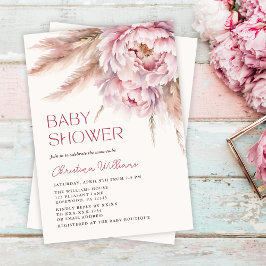 Invitation Pampas Rose Floral Baby shower Floral Grass