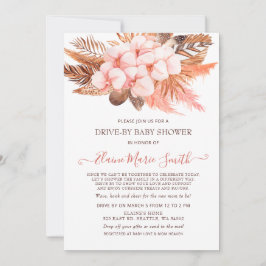 Invitation Pampas Rustique Boho Blush Drive Par Baby shower
