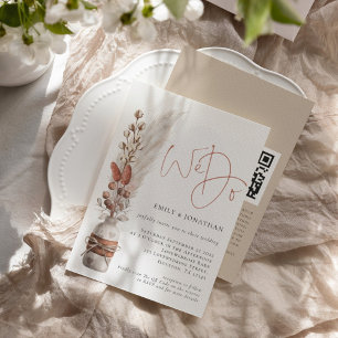 Invitation Pampas rustique Grasses Nous faisons QR Code Maria