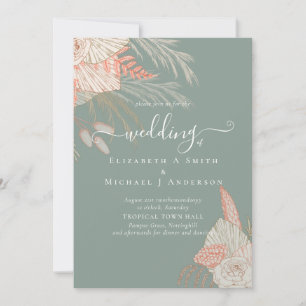 Invitation Pampas Tropical Grass Terracotta Mariage