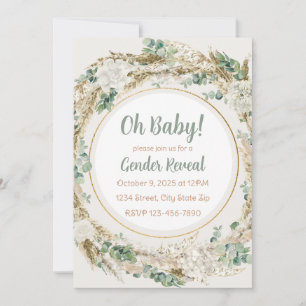 Invitation Pampas Verdure Neutre Tonalité Boho Genre Révélati