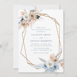 Invitation pampass boho dusty bleu mariage