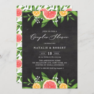 Invitation Pamplemousse et Oranges Chalkboard Couples Douche