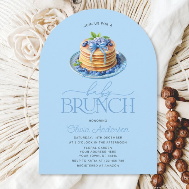 Invitation Pancake Baby Brunch Baby shower aux bleuets (Créateur téléchargé)
