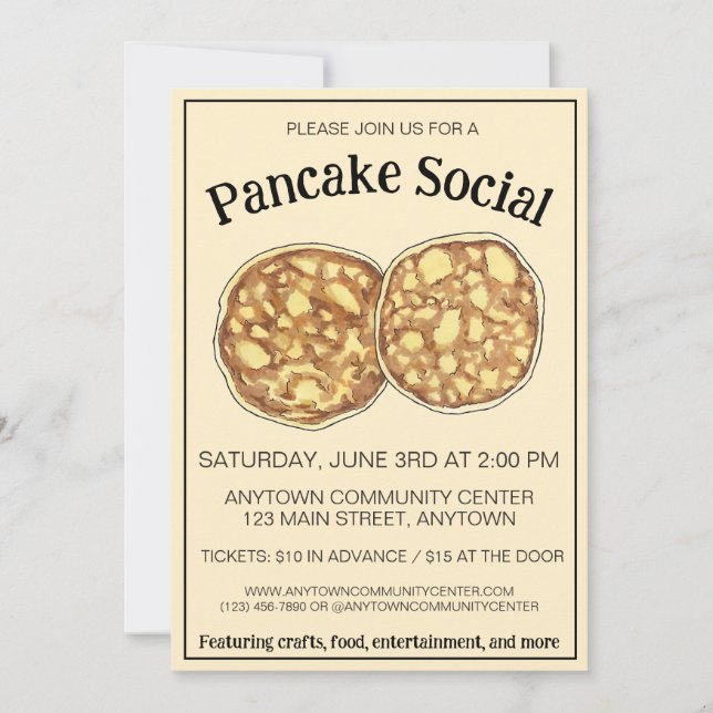Invitation Pancake Flapjacks Crempoing Johnnycakes Griddle Ca (Devant)