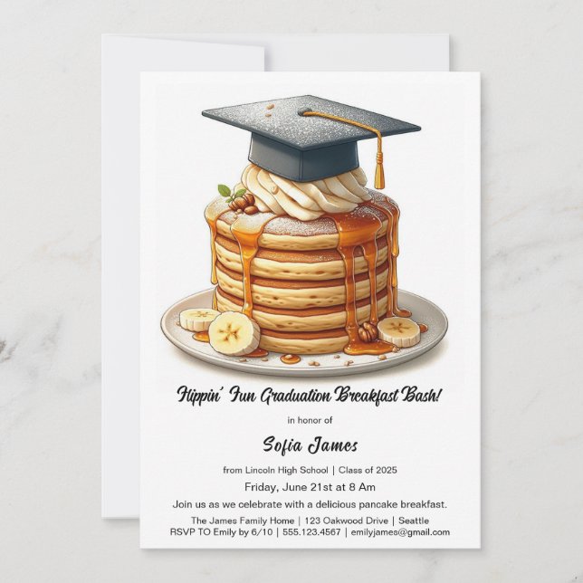 Invitation Pancake Graduation Breakfast Celebration  (Devant)