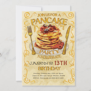 Invitation Pancake Party Invitation, Birthday Party 