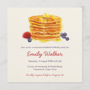 Invitation Pancake Petit-déjeuner Fête d'anniversaire