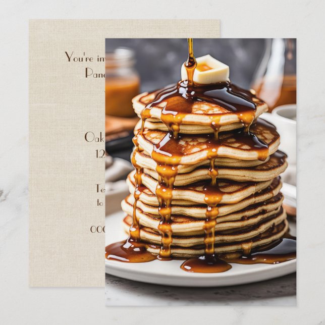 Invitation Pancake Stack Avec Sirop À Déchirer (Devant / Derrière)