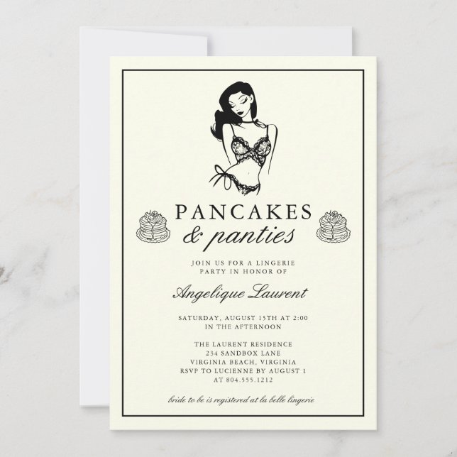 Invitation Pancakes and Panties Lingerie Bridal Shower  (Devant)