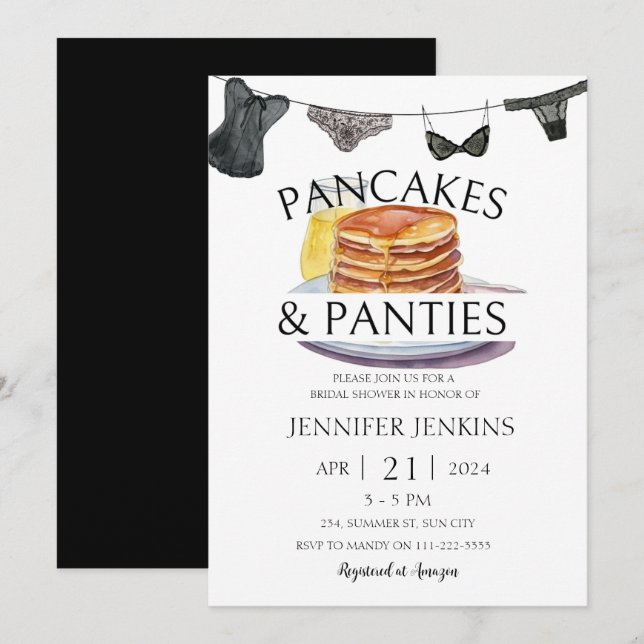 Invitation Pancakes & culottes Lingerie Fête des mariées (Devant / Derrière)
