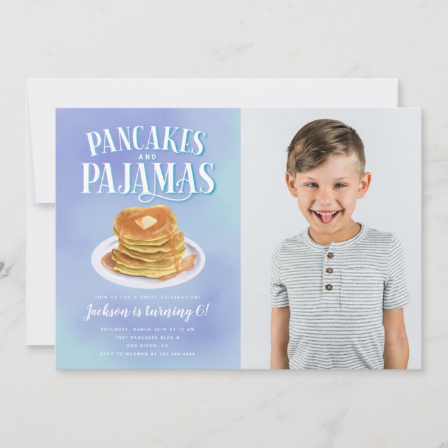 Invitation Pancakes et Pajamas Boys Anniversaire (Devant)