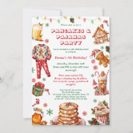 Invitation Pancakes et pyjamas de Noël fête d'anniversaire