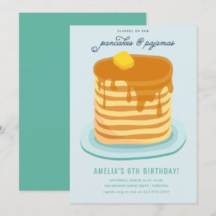 Invitation Pancakes et pyjamas fête d'anniversaire