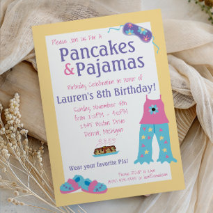 Invitation Pancakes et pyjamas fête d'anniversaire