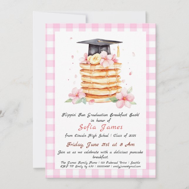 Invitation Pancakes Graduation Party Invitation0 (Devant)