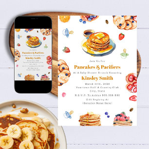 Invitation Pancakes & Pacificateurs Baby shower neutre Brunch