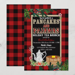 Invitation Pancakes & Pajamas Brunch du thé des Fêtes au moti