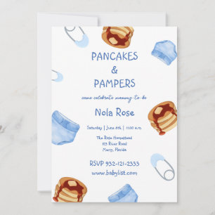 Invitation Pancakes & Pampers baby boy shower