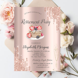 Invitation Pancakes Rose Gold Paillettes Coulures Retraite