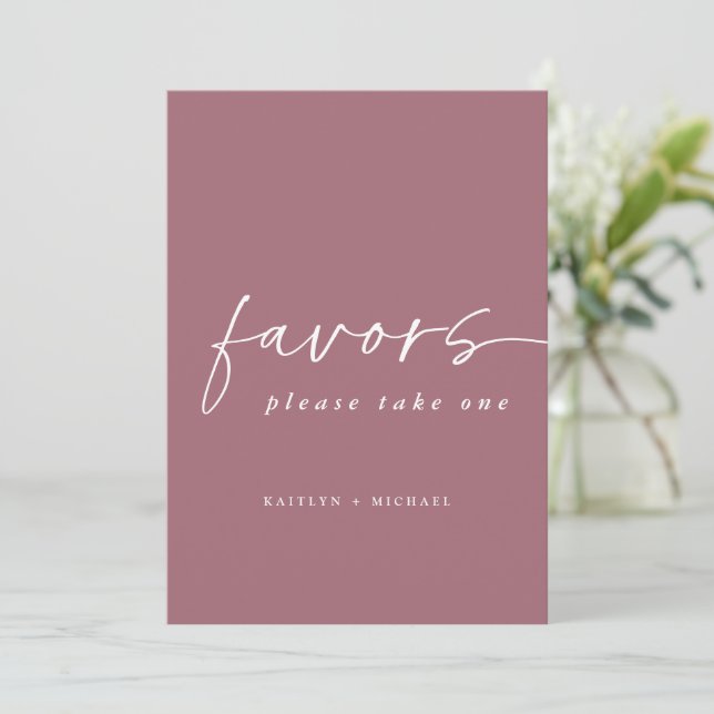 Invitation Pancarte de cadeaux de mariage Merlot Rose Poussié (Debout devant)
