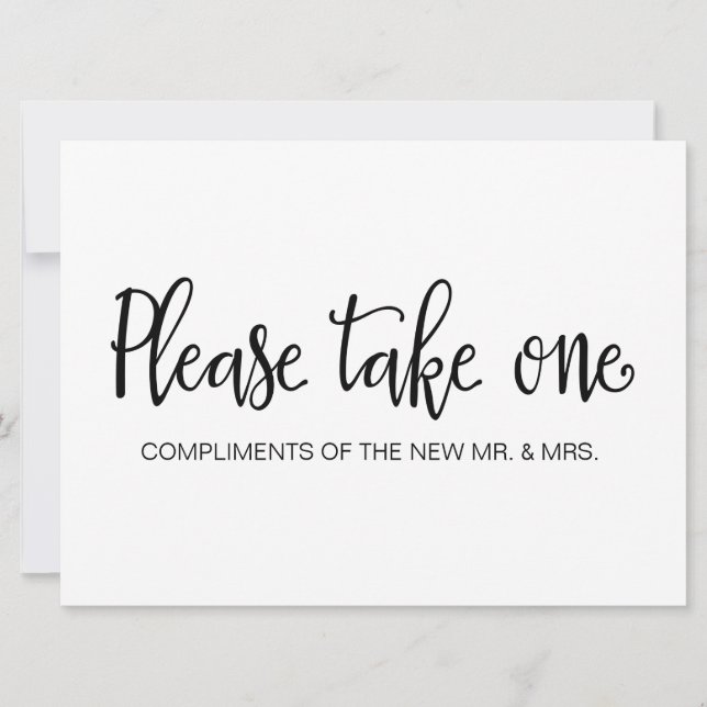 Invitation Pancarte de cadeaux de mariage "Veuillez en prendr (Devant)