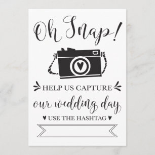 Invitation Pancarte de hashtag de mariage Oh Snap