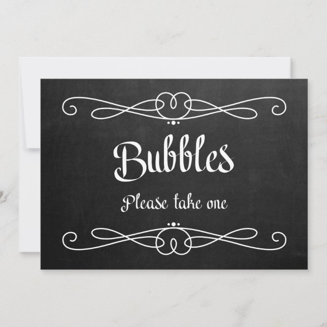Invitation Pancarte de mariage "Bubbles" sur tableau noir (Devant)