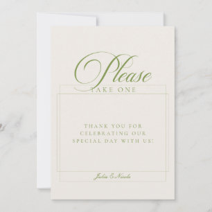 Invitation Pancarte de mariage Classic Green Please Take A Fa