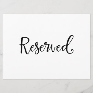 Invitation Pancarte de mariage "Réservé" Calligraphie rusti