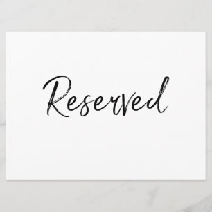 Invitation Pancarte "Réservé" lettrage manuscrit élégant