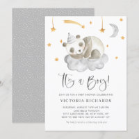Panda couché mignon gris C'est un Baby shower garç