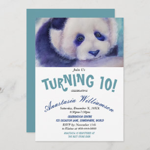 INVITATION PANDA DOUCE OURS TOURNER 10 ANNIVERSAIRE INVITATIO