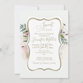 Invitation Panda Flowers Watercolor