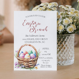 Invitation Panier Avec oeufs et Brunch de Pâques