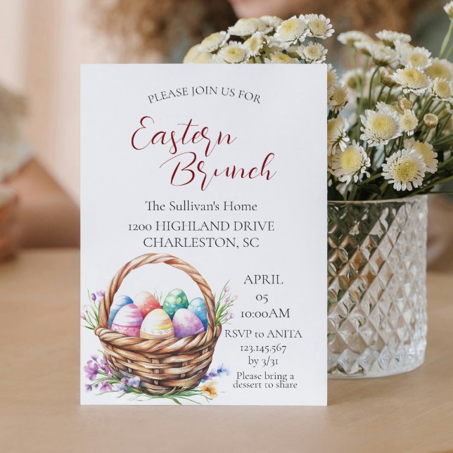 Invitation Panier Avec oeufs et Brunch de Pâques (Créateur téléchargé)