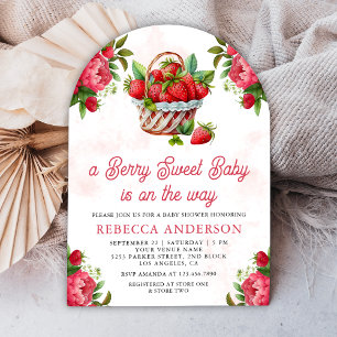 Invitation Panier de fraises Berry Sweet Arch Baby shower