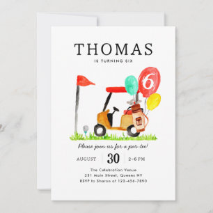 Invitation Panier de golf de charme Balloon Enfants Par-tee A