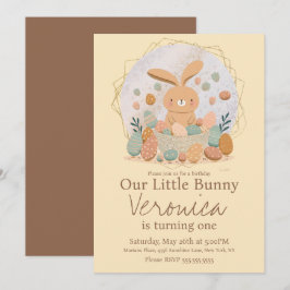 Invitation Panier de Pâques Bunny aquarelle Œufs Fête d'anniv