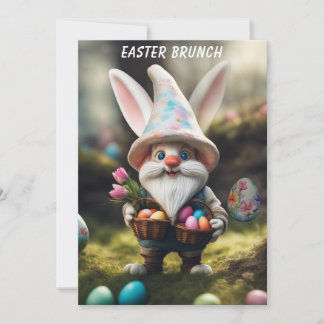 Invitation Panier de Pâques de Lapin Gnome Œuf pour le Brunch