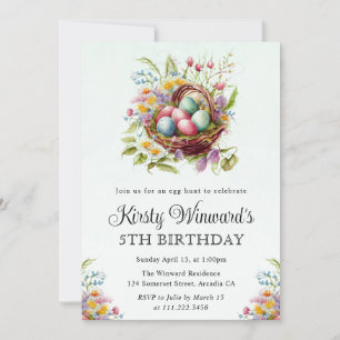 Invitation Panier de Pâques fleurs de printemps aquarelle Ann