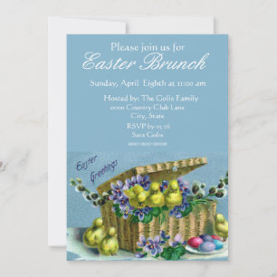 Invitation Panier de Pâques vintage pour brunch familial